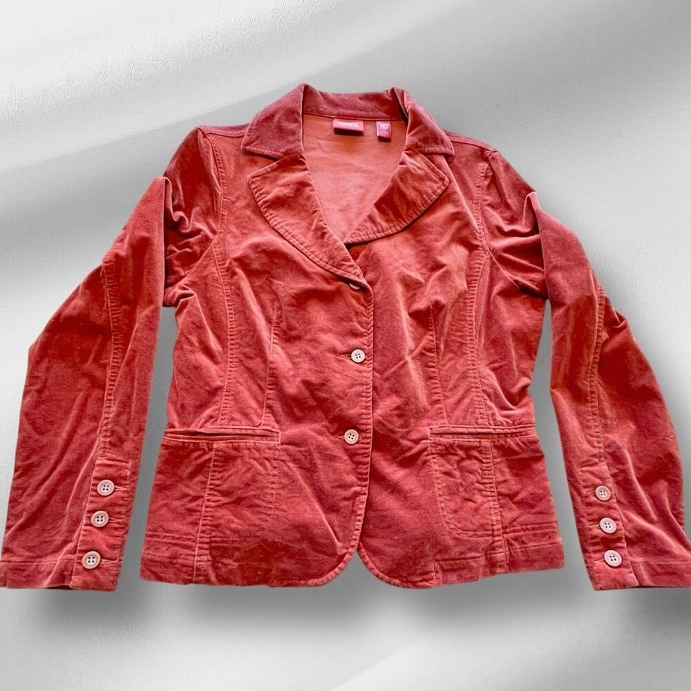 Valerie Stevens Button Front Stretch Shacket Womens Size L Red A64